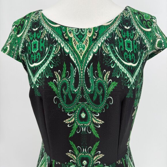 Green Paisley Dress By Dress Barn Established 1962 Size S - Picture 7 of 10